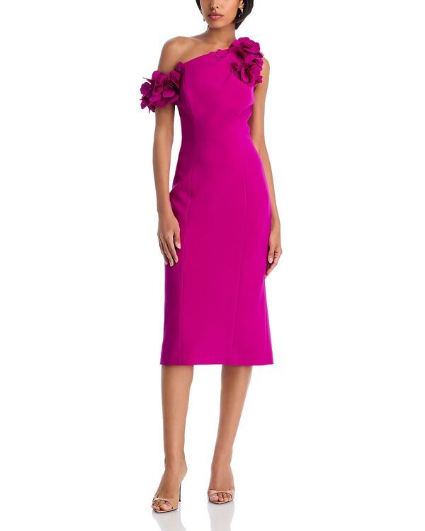 テリジョンバイリッキーフリーマン レディース トップス ワンピース Teri Jon by Rickie Freeman Flower Trim Sheath Dress Cerise