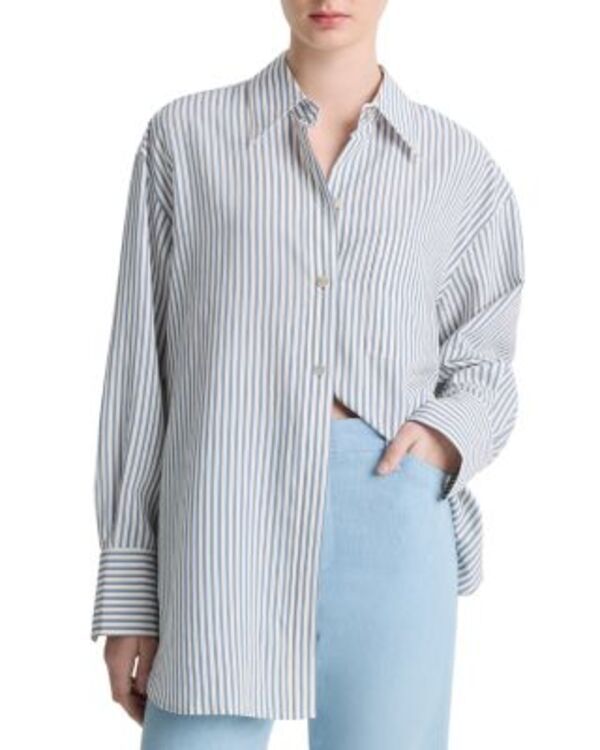 ヴィンス レディース トップス シャツ Vince Furrow Stripe Shirt BlueOff White オフホワイト