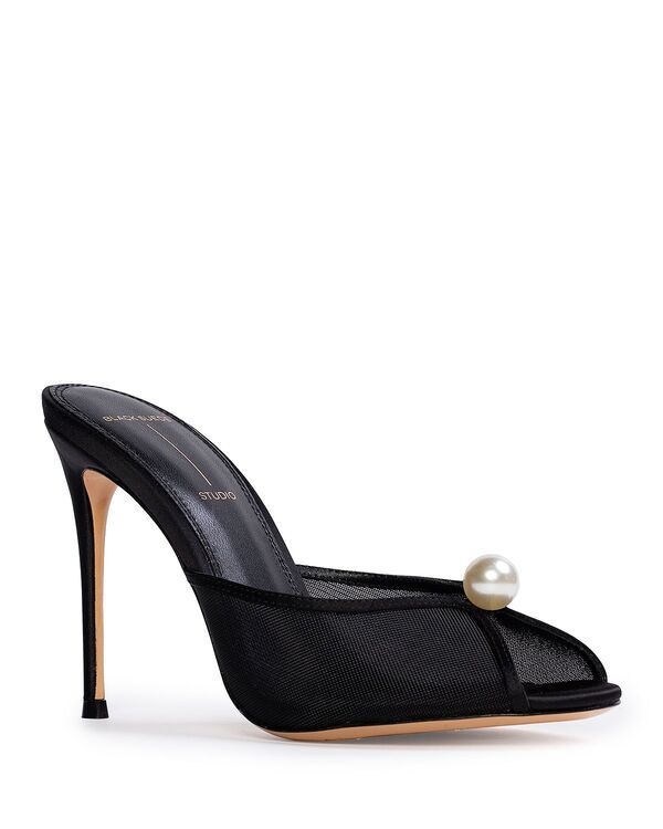 ブラックスエードスタジオ レディース シューズ サンダル Black Suede Studio Womensadie Faux Pearl Embellished Mule Sandals Black ブラック