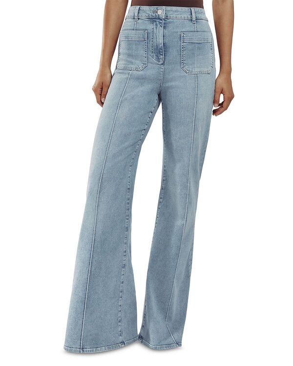 レイス レディース ボトムス デニムパンツ フレア プチ ジーンズ REISS Petite Sakura High Rise Flare Leg Patch Pocket Jeans in Light Blue ブルー