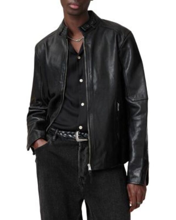 オールセインツ メンズ アウター ジャケット・ブルゾン スリムフィット ALLSAINTS Cora Slim Fit Zip Front Jacket Jet Black ブラック