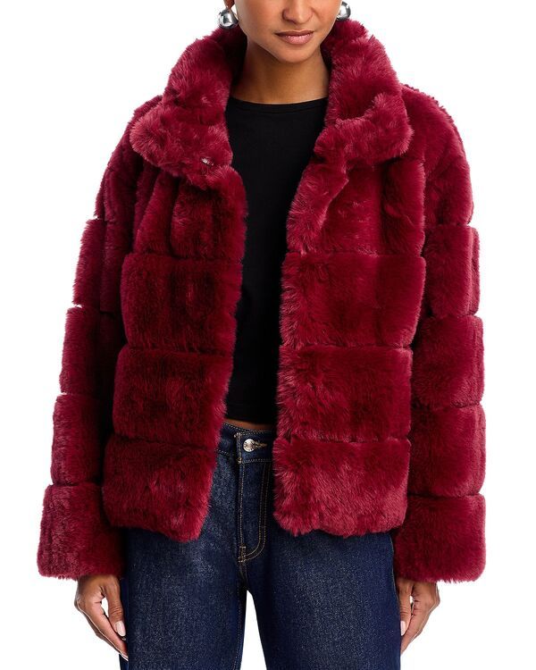 アクア レディース アウター ジャケット・ブルゾン AQUA Faux Fur Jacket Exclusive Wine Tasting ワイン