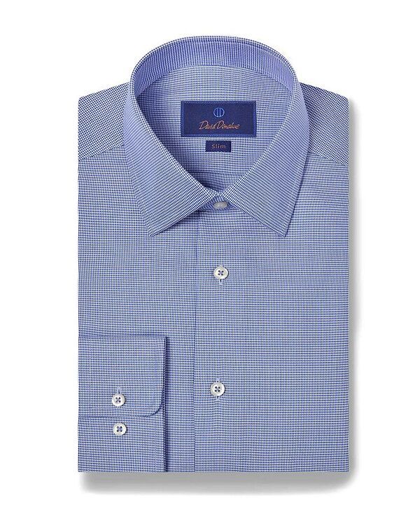 デイビッドドナヒュー メンズ トップス シャツ スリムフィット コットン David Donahue Cotton Micro Dobby Slim Fit Dress Shirt BlueSky ブルー