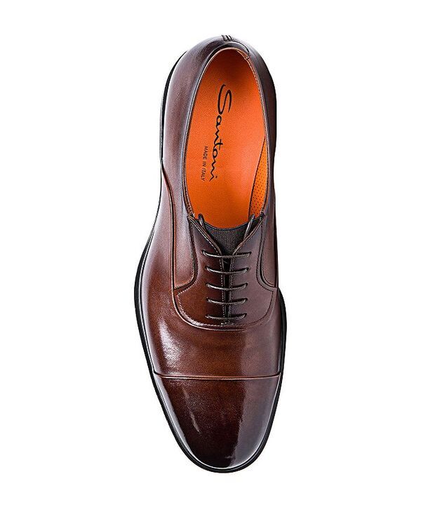 サントーニ メンズ シューズ ドレスシューズ ワンピース キャップ レース Santoni Mens Easy Cap Toe Lace Up Dress Shoes Dark Brown ブラウン