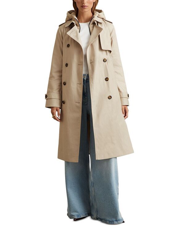 レイス レディース アウター コート REISS Azura Hooded Trench Coat Stone ストーン