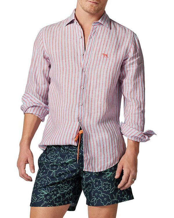 ロッドアンドグン メンズ トップス シャツ スリムフィット リネン Rodd Gunn McLean Park Slim Fit Linen Shirt Sky