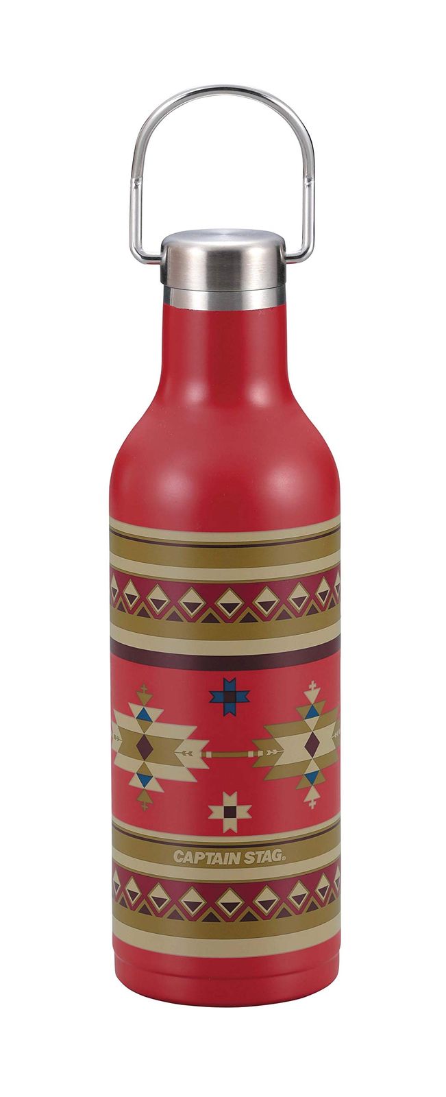 特価商品 キャプテンスタッグ(CAPTAIN STAG) スポーツボトル 水筒 直飲み ダブルステンレスボトル 真空断熱 保温・保冷 ハンガーボトル 480ml レッド CSネイティブ UE-3465