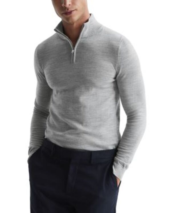 レイス レディース アウター ニット・セーター スリムフィット ハーフジップ モックネック ウール REISS Blackhall Merino Wool Slim Fit Quarter Zip Mock Neck Sweater Soft Gray グレー