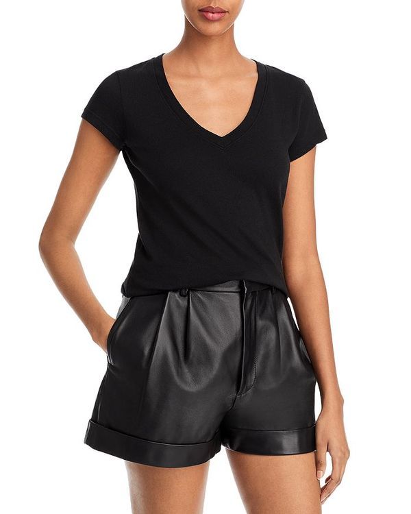 ラジャンス レディース トップス Tシャツ Vネック コットン LAGENCE Becca Cotton VNeck Tee Black ブラック
