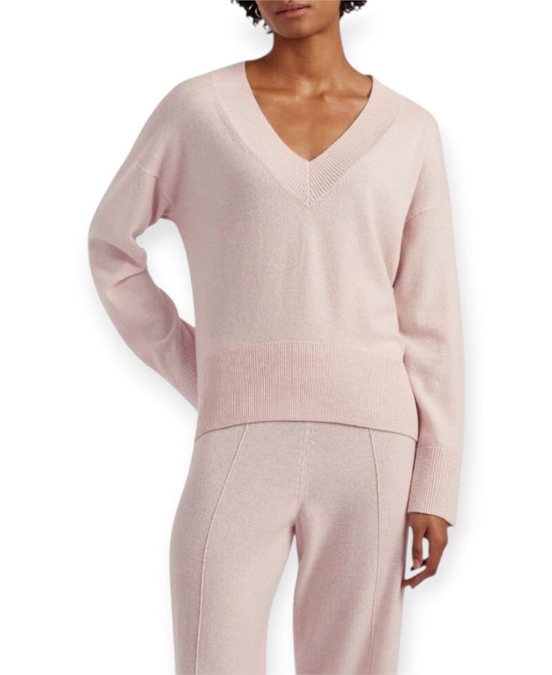 チンティアンドパーカー レディース アウター ニット・セーター Vネック ウール Chinti Parker Womens V Neck Wool Cashmere Slouchy Lightweight Sweater Pink Melange ピンク