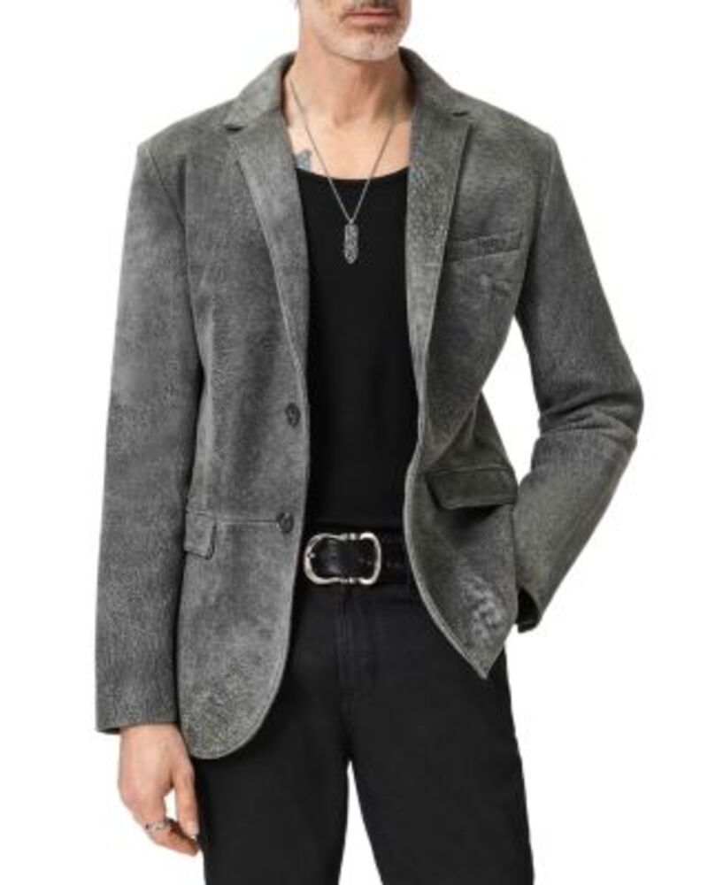 ジョンバルベイトス メンズ アウター ジャケット・ブルゾン レザー John Varvatos Winston Two Button Leather Jacket Deep Charcoal チャコール
