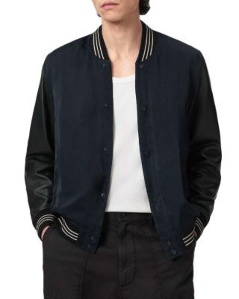 オールセインツ メンズ アウター ジャケット・ブルゾン ALLSAINTS Taishi Bomber Jacket NavyBlack ブラック