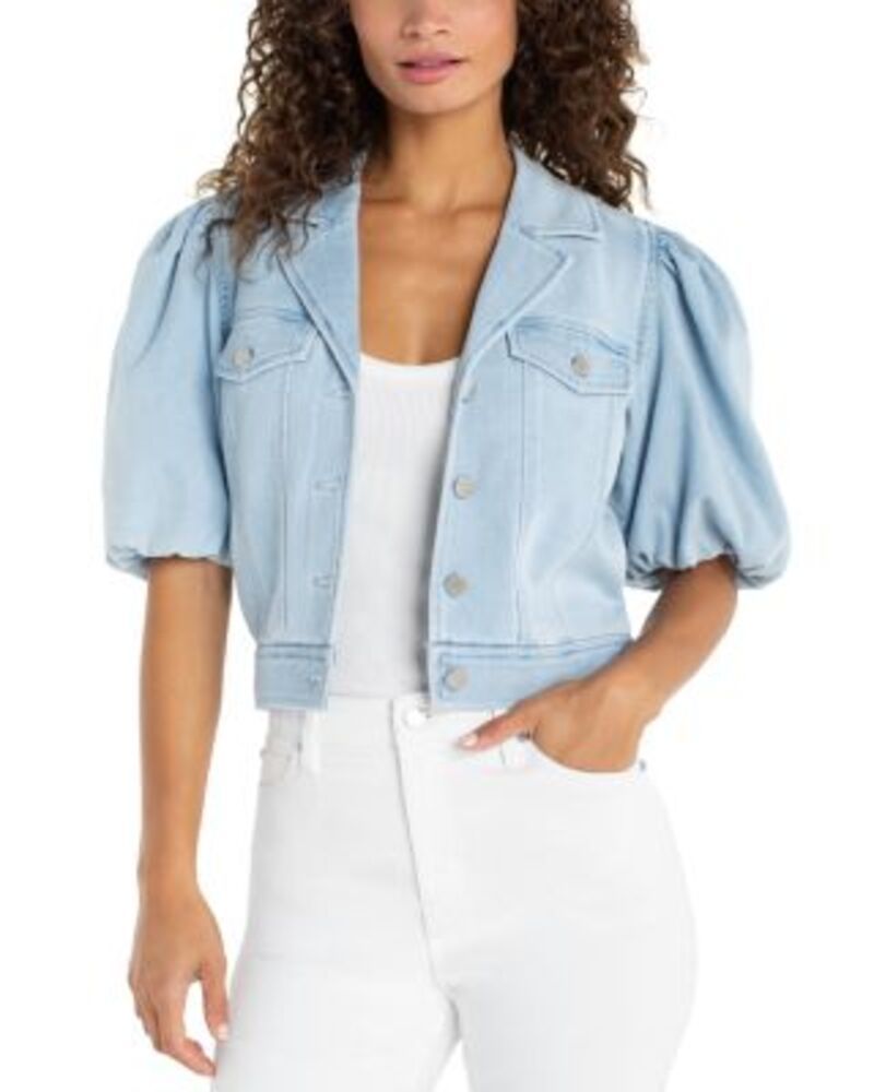 リヴァプール ロサンゼルス レディース アウター ジャケット・ブルゾン クロップド Liverpoolos Angeles Puff Sleeve Cropped Trucker Jacket Marine Sea