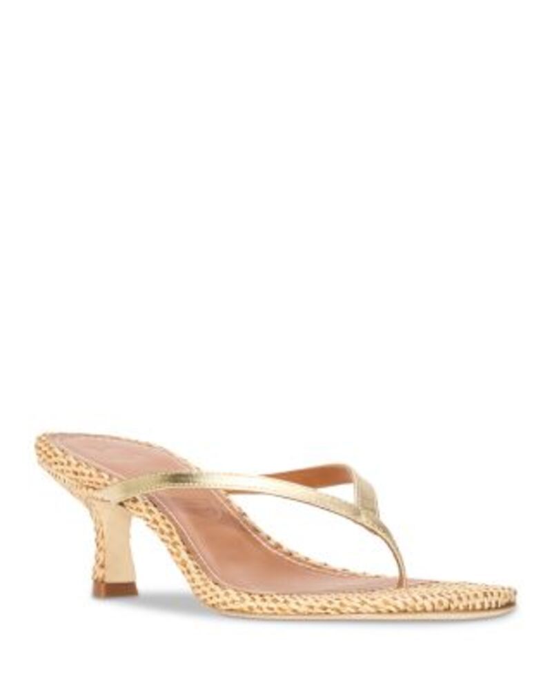 スタウド レディース シューズ サンダル ヒール STAUD Womens Freja Thong Kitten Heel Sandals Gold Natural ゴールド