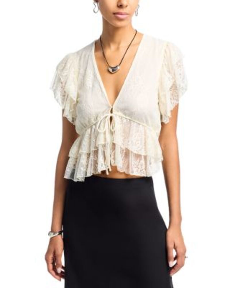 ワイフ レディース トップス シャツ レース WAYF Cecily Lace Top Cream クリーム