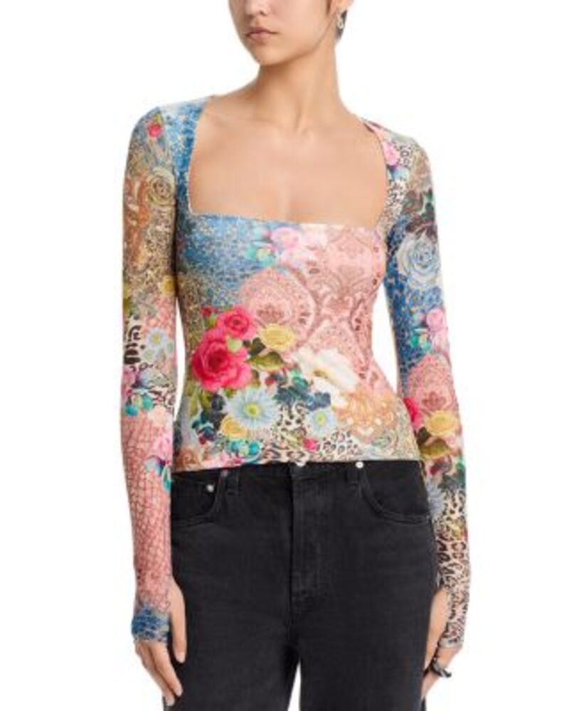 エーエフアールエム レディース トップス シャツ AFRM Inesquare Neck Top Iris Patchwork