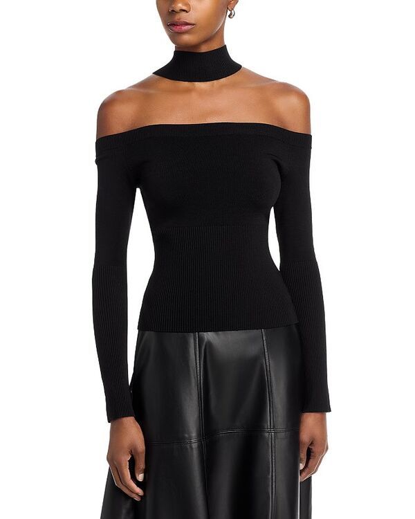 シムカイ レディース トップス シャツ SIMKHAI Lila Cold Shoulder Top Black ブラック