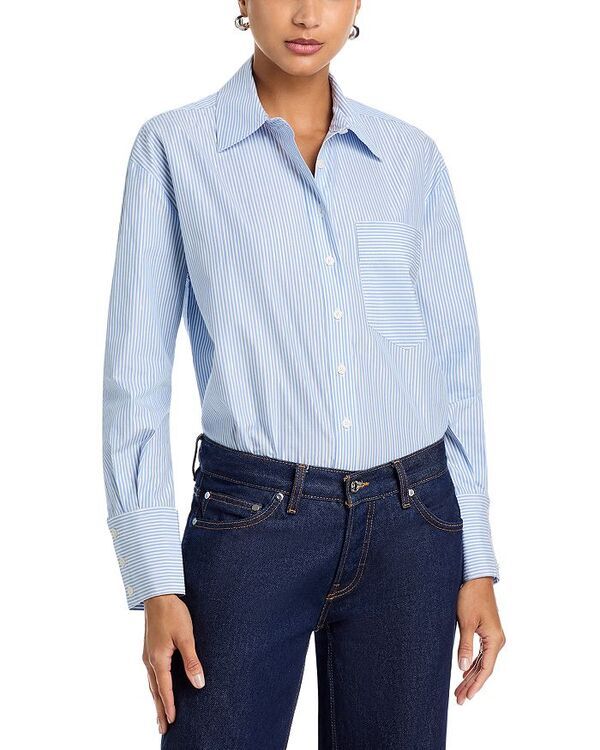 デレクラムテンクロスバイ レディース トップス シャツ Derek Lam 10 Crosby Orianne Stripe Collared Shirt Blue Multi ブルー