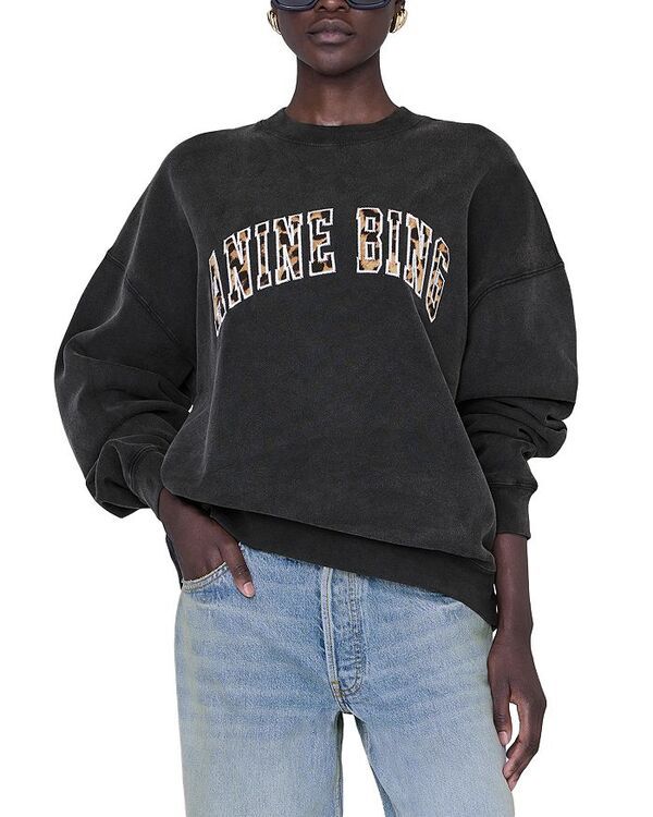 アニービン レディース アウター パーカー・スウェット クルーネック スウェット シャツ Anine Bing Miles Crewneck Sweatshirt Washed Black ブラック