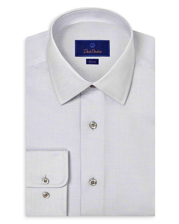 デイビッドドナヒュー レディース トップス シャツ スリムフィット プリント David Donahue Slim Fit Micro Print Stretch Twill Dress Shirt White Pearl ホワイト