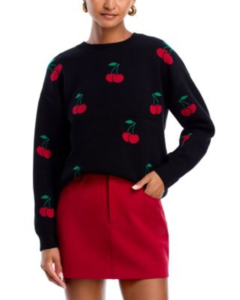 アクア レディース アウター ニット・セーター クルーネック AQUA Cherry Crewneck Sweater Exclusive Black Multi ブラック