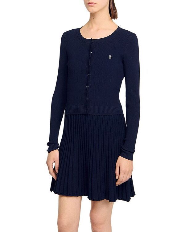 サンドロ レディース アウター カーディガン ニット Sandro Fine Knit Cardigan Navy Blue ネイビー