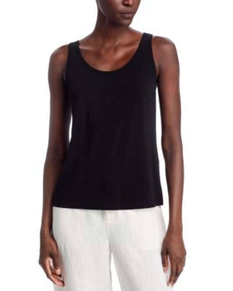 エイリーンフィッシャー レディース トップス タンクトップ シルク ジャージー Eileen Fisher Stretch Silk Jersey Scoop Neck Tank Black ブラック