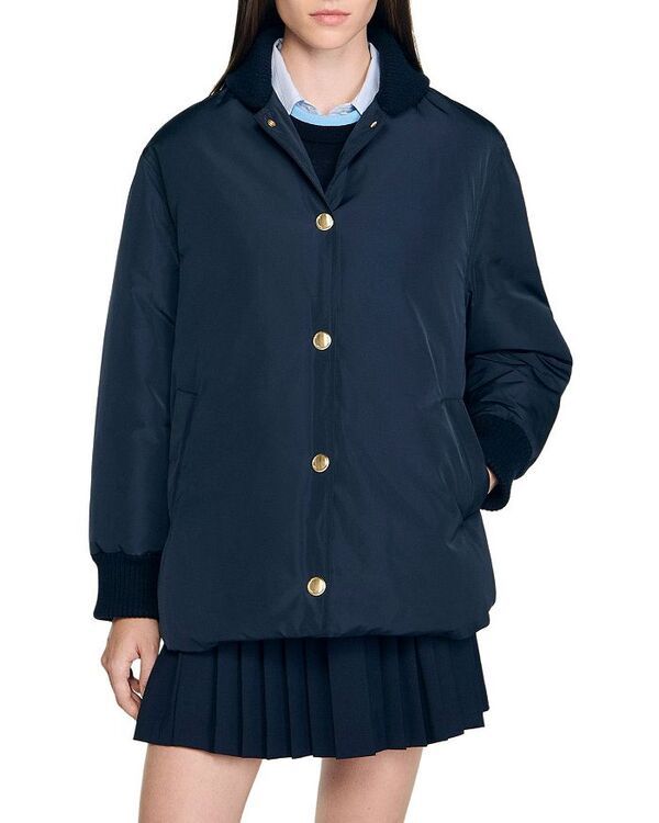 サンドロ レディース アウター ジャケット・ブルゾン ジャケット Sandro Puffer Jacket Navy Blue ネイビー
