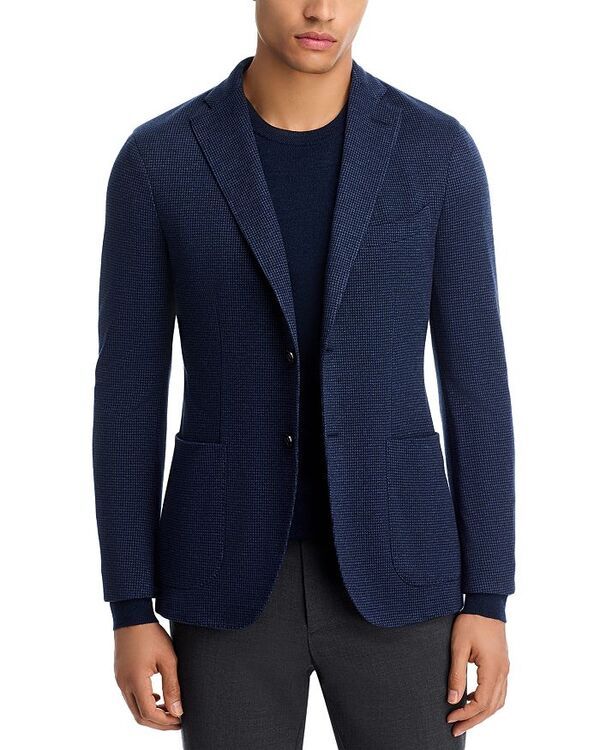ボリオリ レディース アウター ジャケット・ブルゾン スリムフィット ジャージー ジャケット Boglioli Micro Houndstooth Jersey Slim Fit KJacket Navy ネイビー