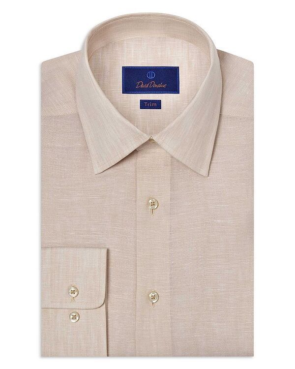 デイビッドドナヒュー メンズ トップス シャツ リネン David Donahue Trim Fit Linen Solid Dress Shirt Sand サンド 31,070円