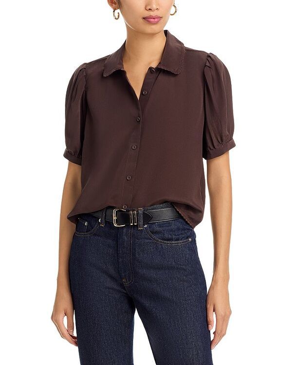 フレーム レディース トップス シャツ シルク ブラウス FRAME The Silk Prim Blouse Coffee コーヒー