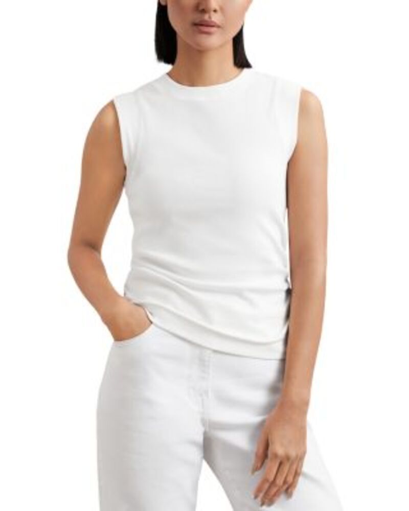 レイス レディース トップス シャツ ギャザー ノースリーブ REISS Trudy Ruched Sleeveless Top White ホワイト