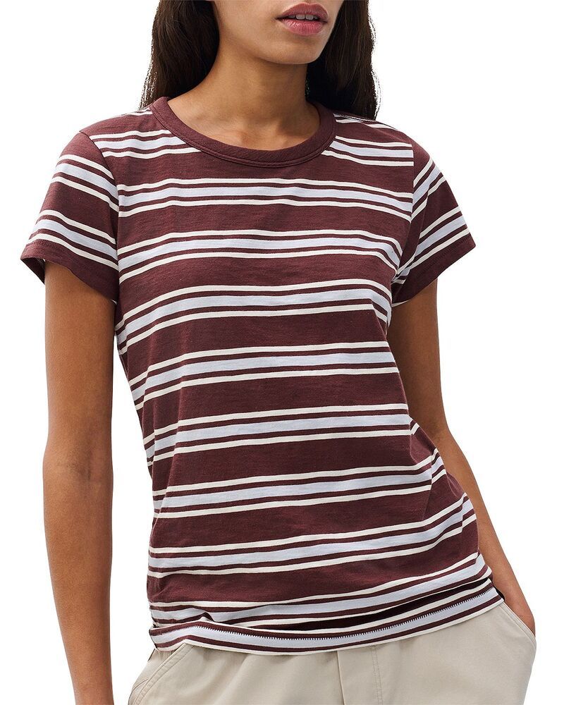 ラグアンドボーン レディース トップス Tシャツ rag bone The Slub Striped Tee Brown Blue Multi ブルー