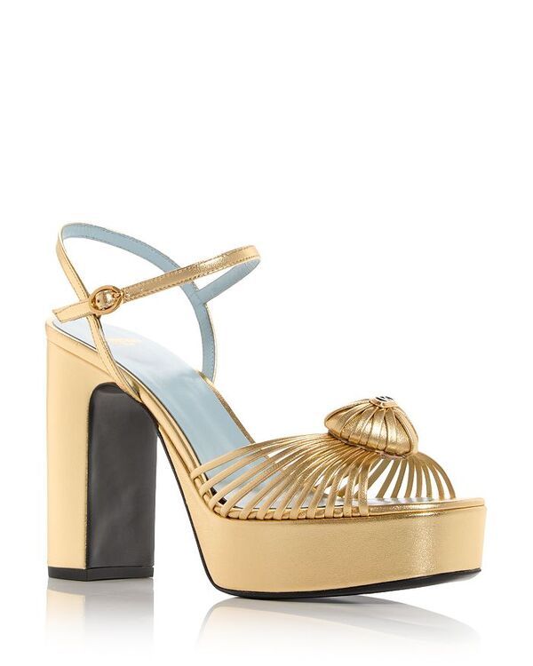 ヴァレンティノ レディース シューズ サンダル プラットフォーム Valentino Garavani Womens Strappy Platform Sandals Antique Light Brass