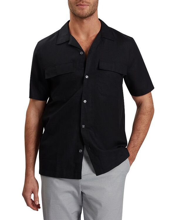 テッドベーカー メンズ トップス シャツ レギュラーフィット ボタンダウン ダウン Ted Baker Whether Short Sleeve Double Pocket Regular Fit Button Down Shirt Black ブラック