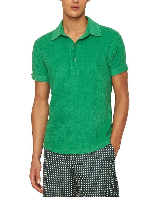 オールバー ブラウン メンズ トップス ポロシャツ Orlebar Brown Sebastian Tailored Toweling Polo Shirt Caddie Green グリーン