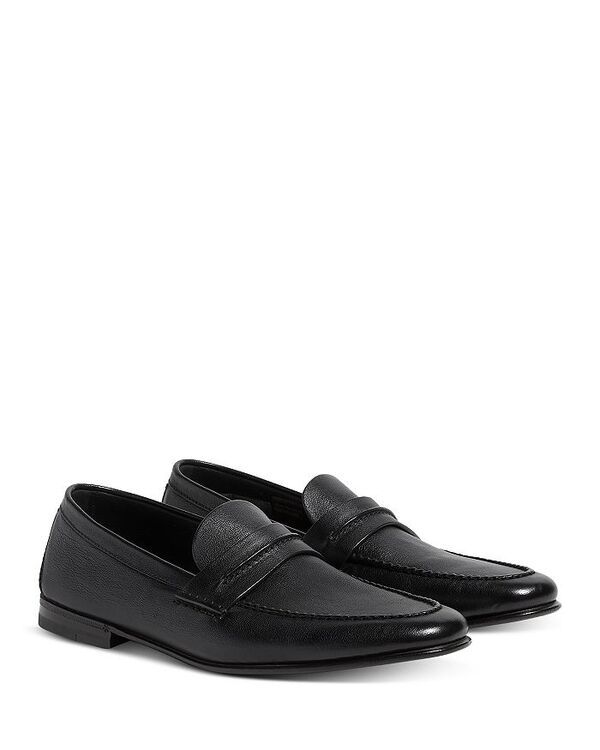 ゼニア メンズ シューズ スリッポン・ローファー レザー ローファー ZEGNA Natural Grain Leather Mocassin Loafers Black ブラック 232,400円