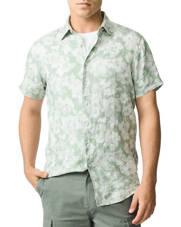ロッドアンドグン メンズ トップス シャツ スリムフィット リネン Rodd Gunn Springflat Slim Fit Short Sleeve Linen Shirt Pistachio