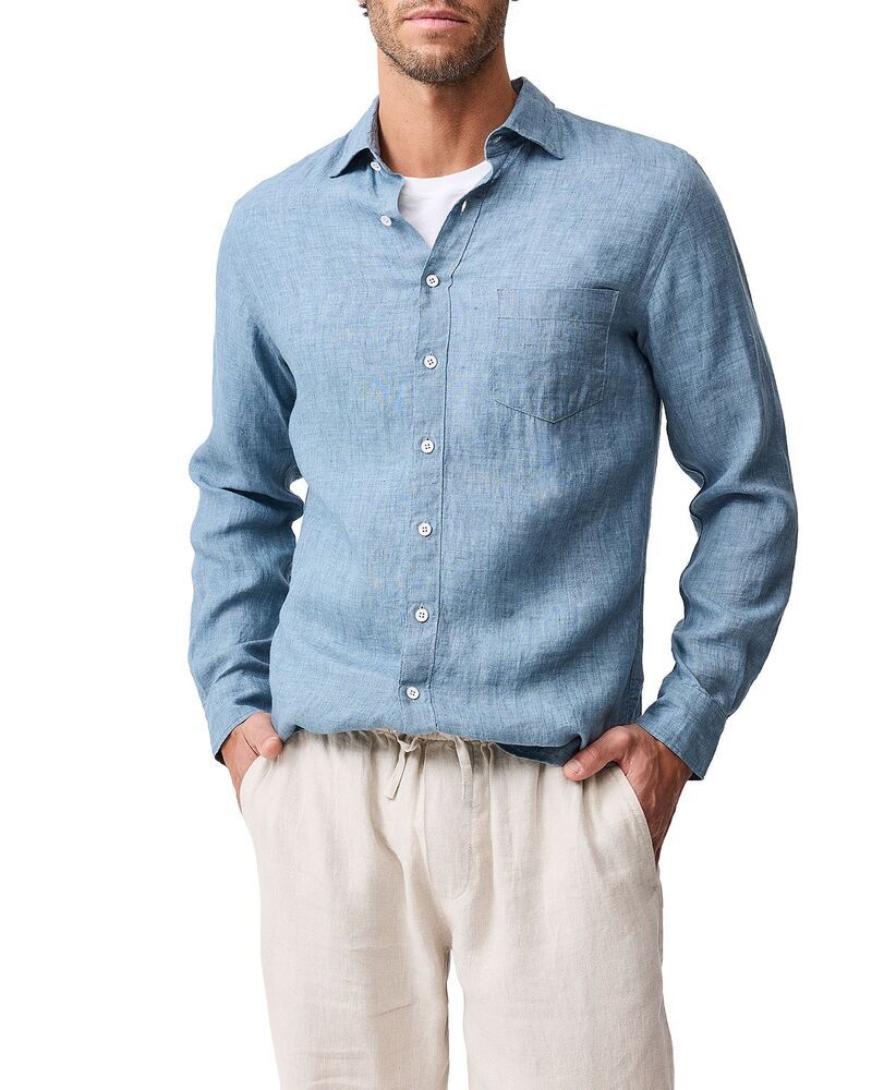ロッドアンドグン メンズ トップス シャツ リネン Rodd Gunn Coromandelinen Shirt Sea Stone ストーン