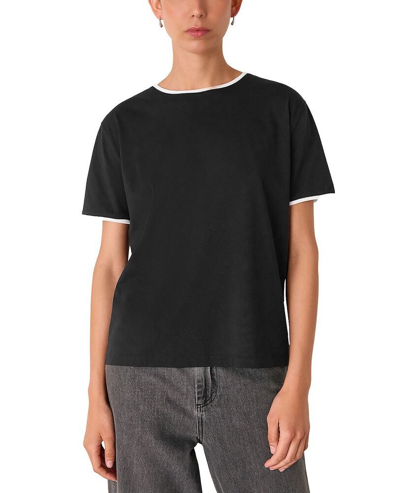 ホイッスルズ レディース トップス Tシャツ Whistles Tipped Tee Black ブラック