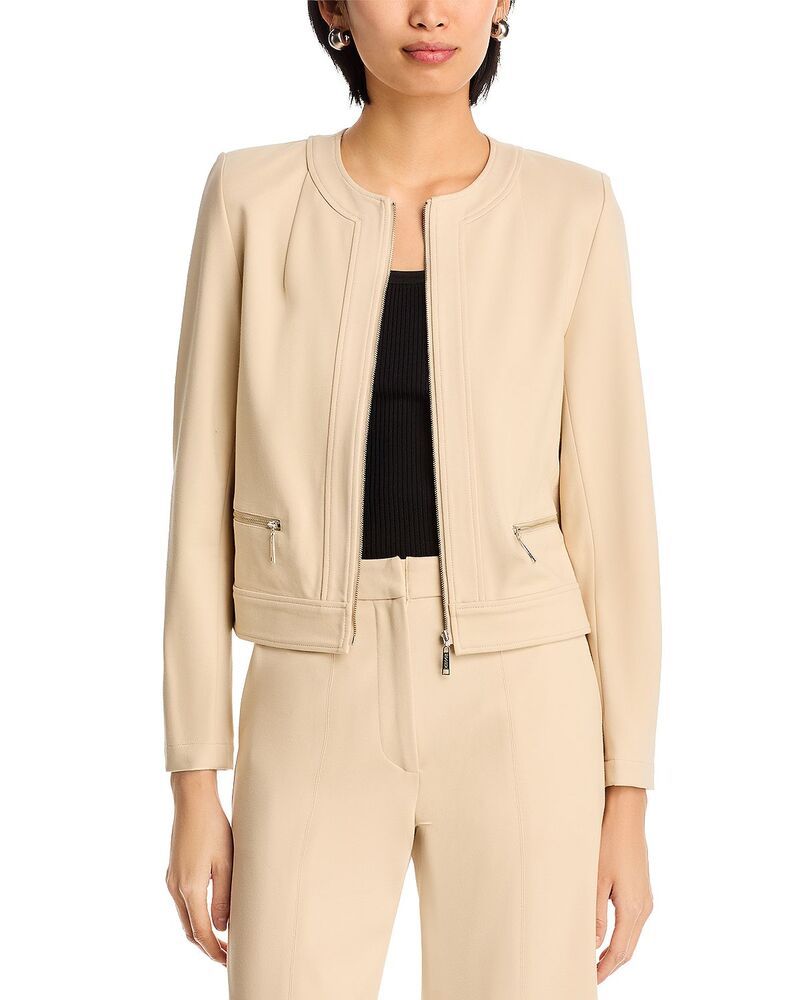 ミソック レディース アウター ジャケット・ブルゾン Misook Zip Front Jacket Biscotti
