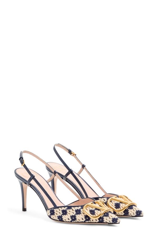 ヴァレンティノ レディース シューズ パンプス ロゴ Valentino Garavani VLOGO Crochet Slingback Pump Navy ネイビー