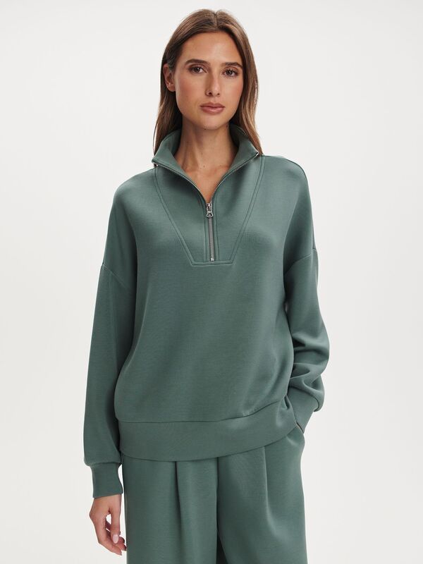 バーレイ レディース アウター パーカー・スウェット シャツ Varley Womens Hawley 12 Zip Sweatshirt Dark Forest フォレスト