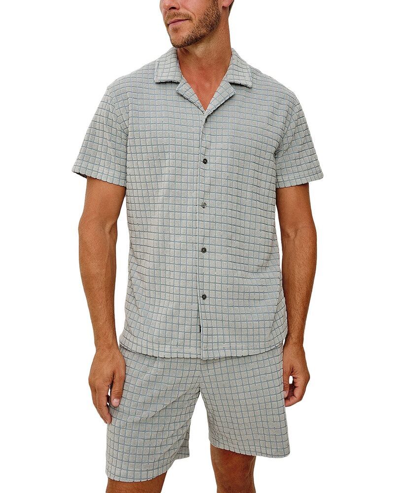 レイルズ メンズ トップス シャツ パイル Rails Maverick Terry Short Sleeve Shirt Silverline Blue Grid ブルー