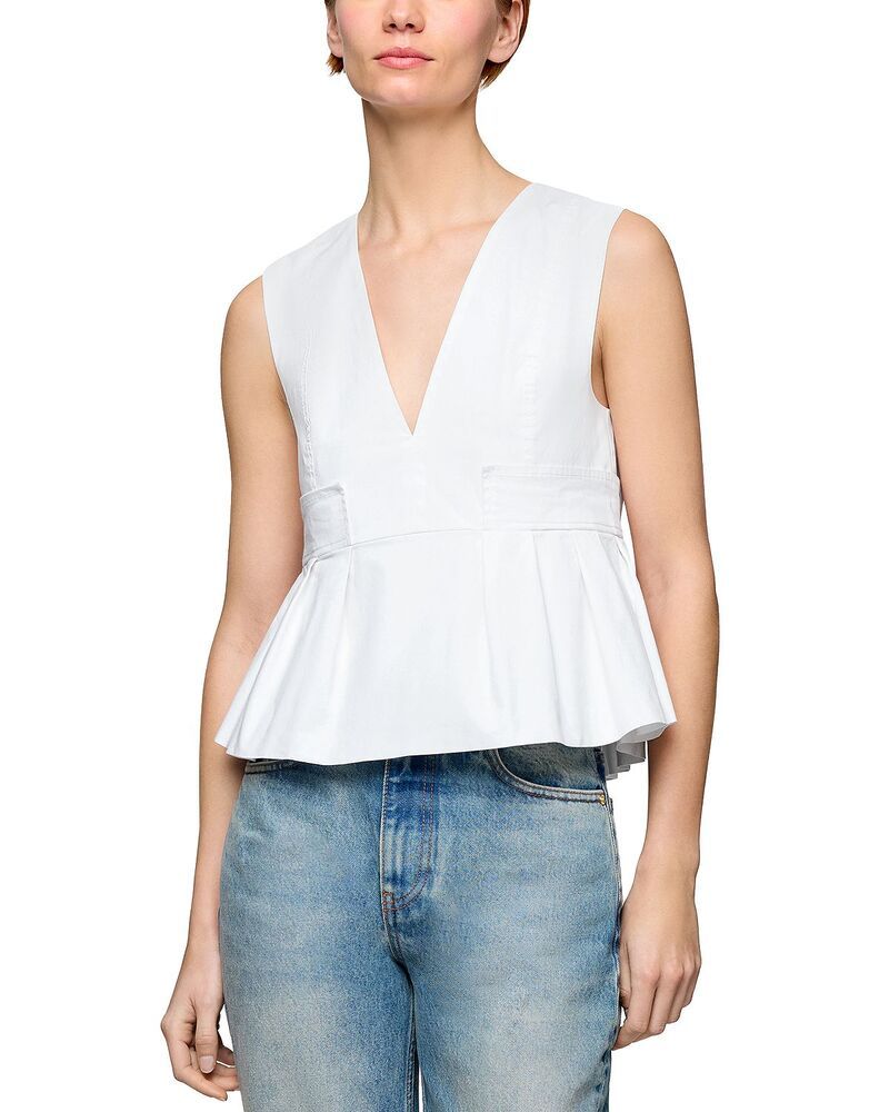 ガニー レディース トップス シャツ Vネック GANNI V Neck Top Bright White ホワイト