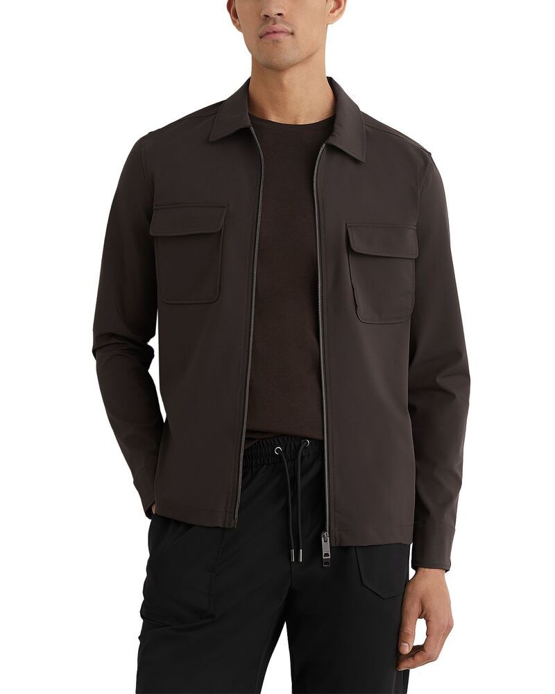 レイス メンズ アウター ジャケット・ブルゾン フルジップ REISS Technical Zip Through Pocket Jacket Chocolate チョコレート