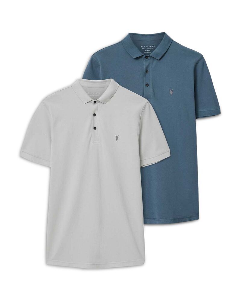 オールセインツ メンズ トップス ポロシャツ スリムフィット ALLSAINTSlim Fit Polo Pack of 2 GreyLake Blue グレー