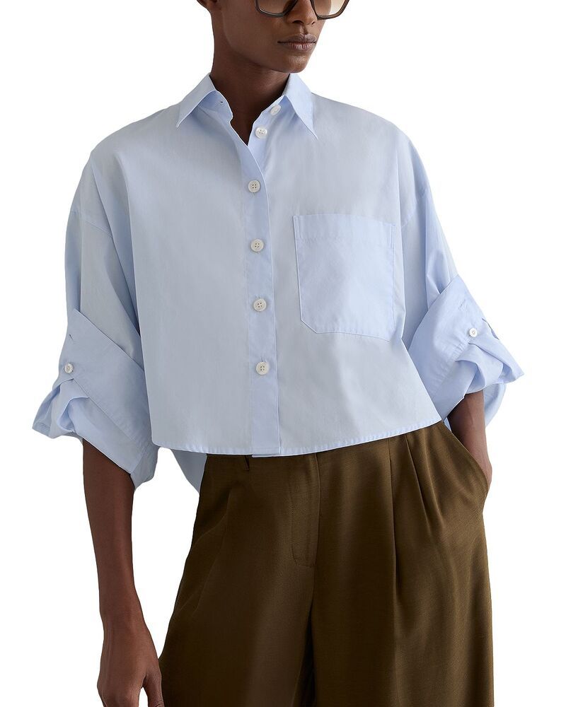 レイス レディース トップス シャツ クロップド REISSolenge Cropped Shirt Blue ブルー