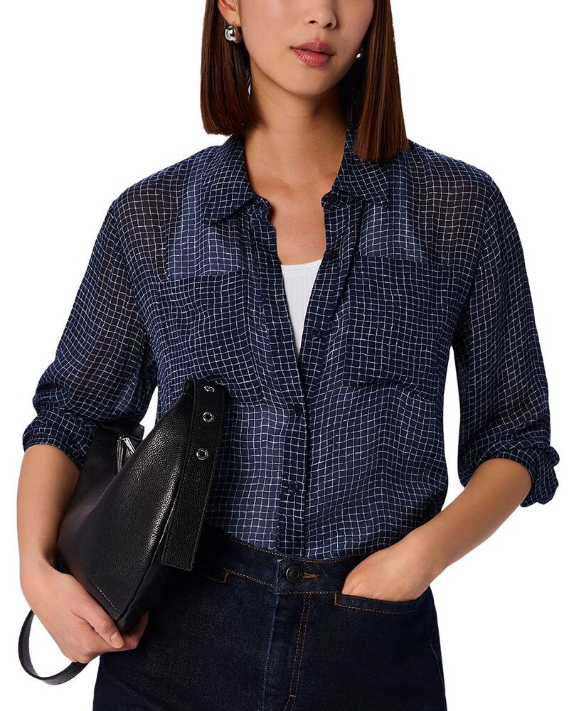 ホイッスルズ レディース トップス シャツ プリント シアー Whistles Grid Print Sheer Shirt NavyMulti ネイビー