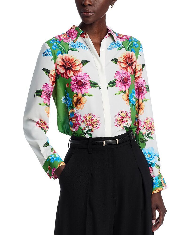 ティー・タハリ レディース トップス シャツ ボタンダウン プリント ダウン ブラウス Tahari Button Down Printed Blouse Cosmic Garden